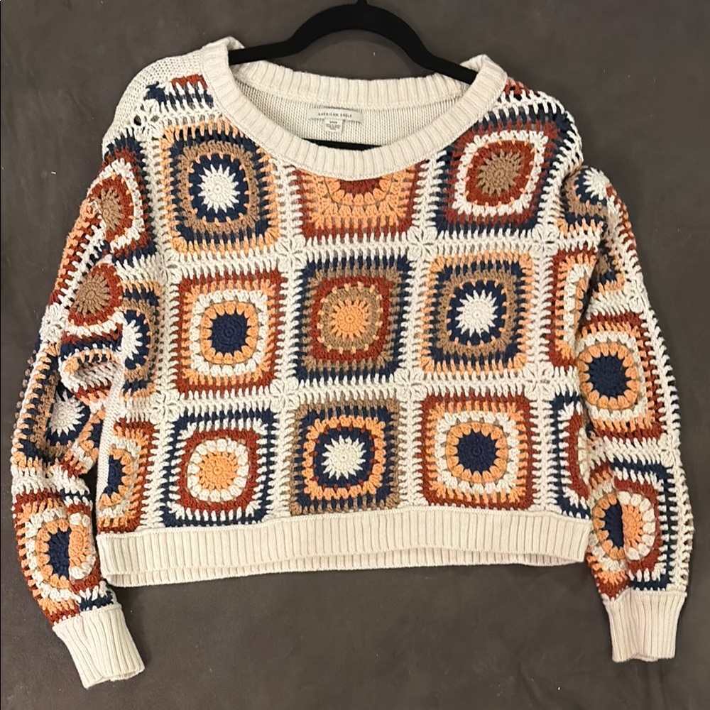 AE Crochet Patterned Sweater